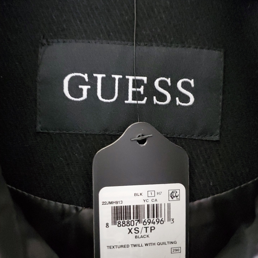 Guess NWT black coat with  removable inner vest. Textured twill with quilting. - Picture 10 of 12
